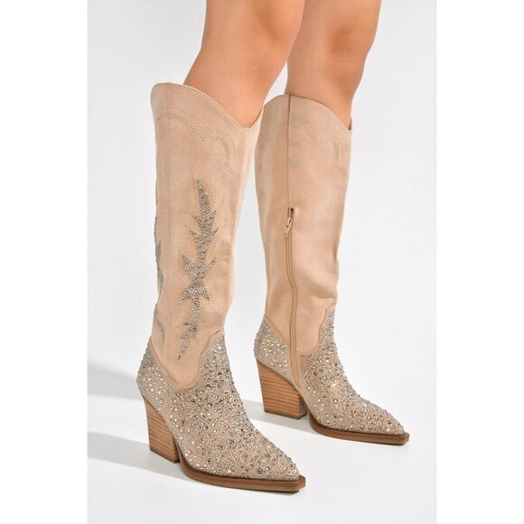 Cape Robbin Block Studded Western Cowboy Boots Ivory Size 8 - Picture 3 of 6